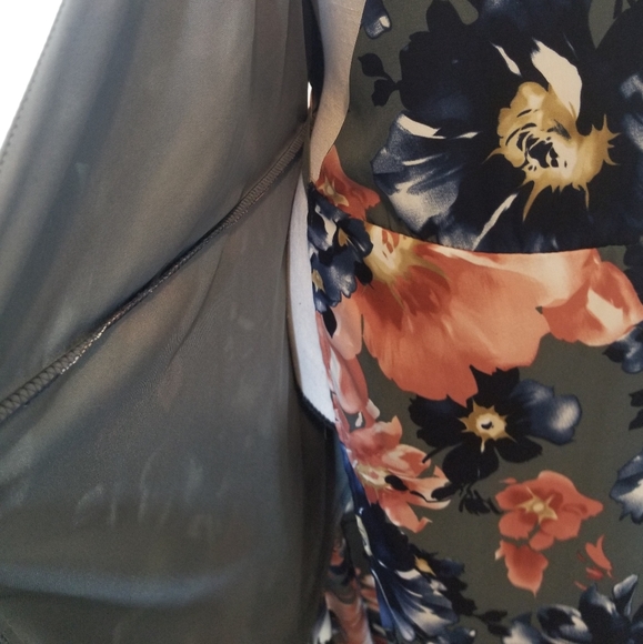 Dark Grey Floral Wrap Dresses - Picture 7 of 7
